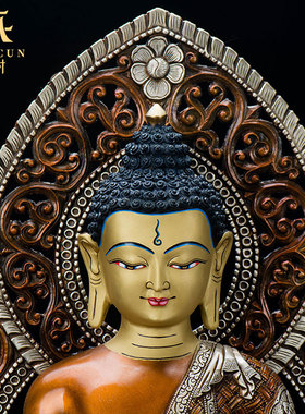 藏村释迦牟尼铜像15寸紫铜镀银