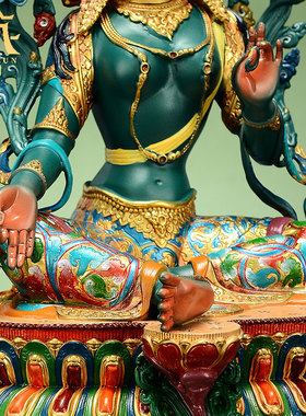 藏村铜彩绘家居客厅藏式铜器10寸