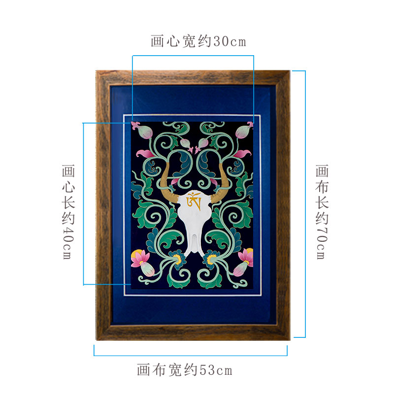 藏村手绘吉祥海螺矿物颜料唐卡装饰画室内客厅挂画中式手绘唐卡-图3
