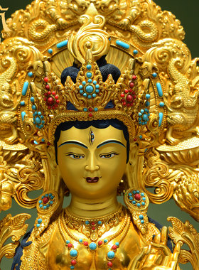 藏村铜鎏金雕花藏式客厅铜器雕像