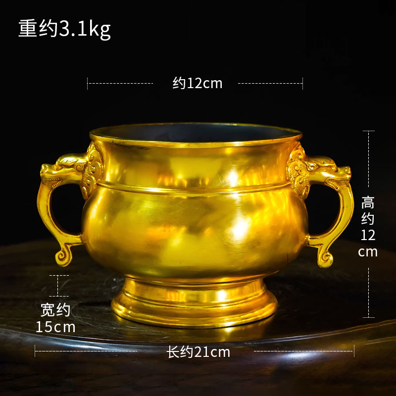 藏村懂鎏金香薰炉中式龙首耳炉家用桌面盘香炉茶室檀香炉摆件