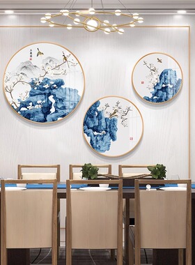 新中式餐厅墙面装饰画花鸟茶室画