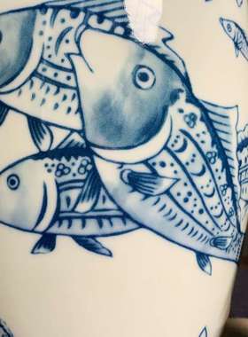 景德镇陶瓷花瓶摆件客厅插花新中式装饰品创意国风青花鱼