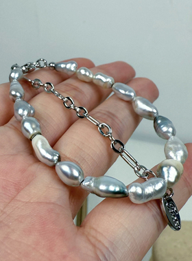 一物一拍极光澳白大溪地无核Keshi克旭天然海水珍珠手链延长链