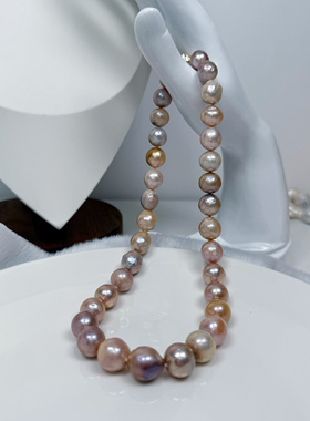 糖果色大点位糖纸圆巴牛油果天然淡水珍珠项链