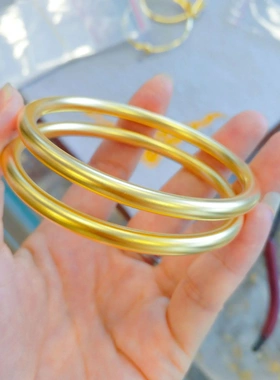 古法素圈手镯5mm无缝素面传承手镯女 沙金磨砂手环直播