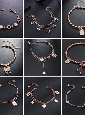 不锈钢吊坠手链葫芦手环钛钢玫瑰金粗链不掉色设计感夸张福锁小众