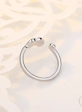 鼻子戒指手工设计银饰品动物小象指环巧兰轩女款开口大象韩版