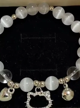 同款手环铃铛手工串珠闺蜜女手链爱心送女友kt猫diy