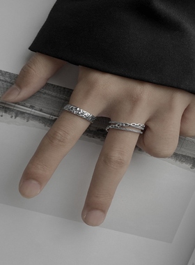 高级感戒指男痞帅潮牌冷淡风小众个性潮款开口复古简约男士单身戒