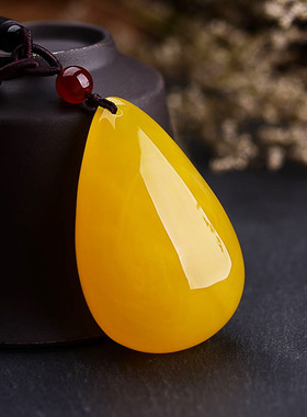 百搭大气仿蜜蜡琥珀吊坠毛衣链长款项链女秋冬挂件民族风饰品