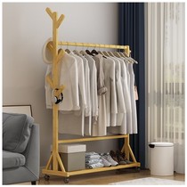 Floor Standing Cloister Frame Bedroom Living-room Living-clothes Hanger Simple Home Indoor Clothes Hanger Clothes Solid Wood Shelve