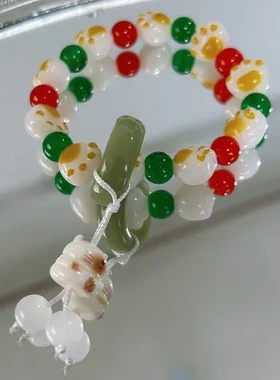 手链新中式国潮仿树脂猫爪女配饰绕指柔盘珠菩提炭烧手串