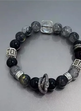 手串情侣盘龙串珠新中式琉璃福愿【玄】手工原创墨烛龙男女