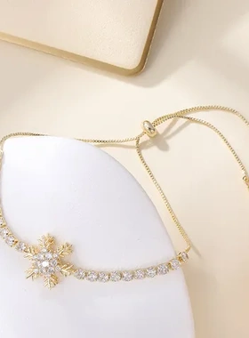 亚马逊热卖手链百搭轻奢跨境饰品女一件雪花钛钢不掉色