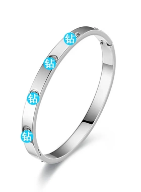 卡家高版本18K金钛钢手镯 高级感满天星不锈钢手镯女可洗澡不掉色