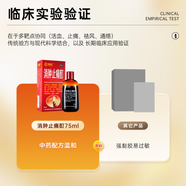 Anti-swelling and analgesic tincture 60ml*1 bottle/box safflower oil Huahong brand anti-swollen and analgesic tincture to activate blood circulation and disperse blood stasis for external use for falls and sprains