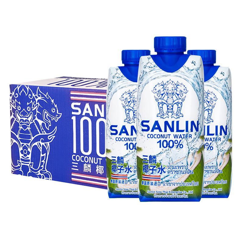 泰国进口sanlin三麟100％纯椰子水12瓶整箱椰青水汁饮料果汁孕妇-图3