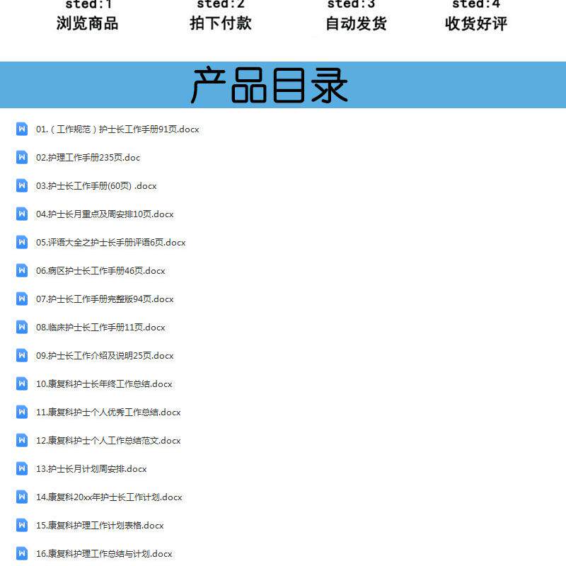 医院康复科护士长工作手册计划本 Word病房护理年度计划工作总结