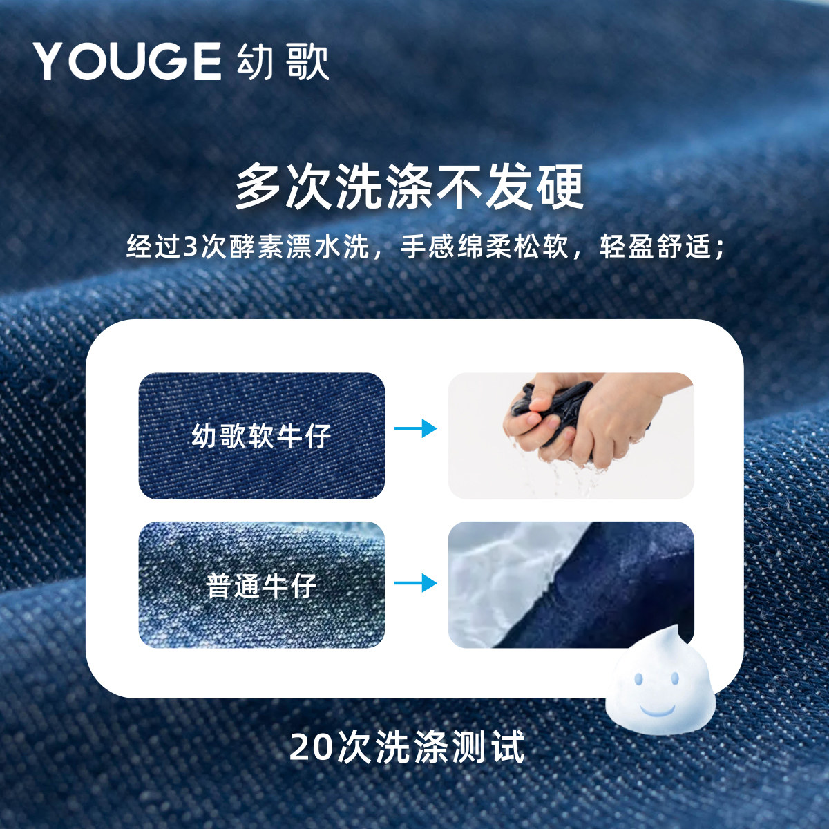 【软牛仔】幼歌宝宝爱心贴布牛仔背带裤儿童俏皮百搭娃娃领裤子潮
