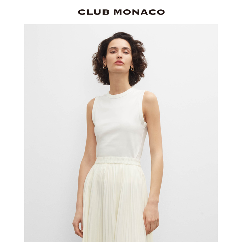 CLUB MONACO女装圆领气质无袖修身短款背心-图1