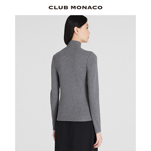 CLUB MONACO女装弹力莫代尔棉高领简约经典长袖内搭T恤 - 图1