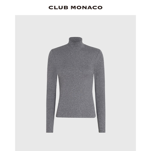 CLUB MONACO女装弹力莫代尔棉高领简约经典长袖内搭T恤 - 图3