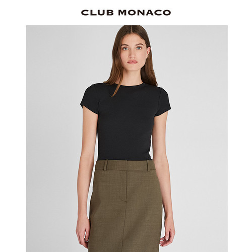 【经典延续】CLUB MONACO女装BOWEE圆领莫代尔棉短袖T恤 - 图3