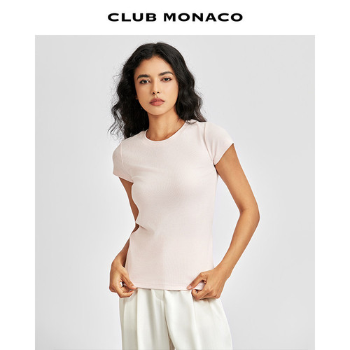 【经典延续】CLUB MONACO女装BOWEE圆领莫代尔棉短袖T恤 - 图0