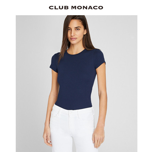 【经典延续】CLUB MONACO女装BOWEE圆领莫代尔棉短袖T恤 - 图1