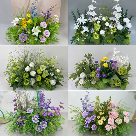 婚庆地排花森系仿真花假花订婚礼生日宴莫奈花园布置装饰迎宾花艺