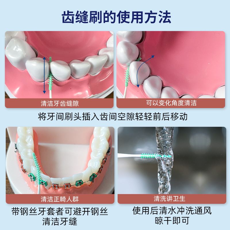 abolo牙缝刷清洁牙间隙正畸专用牙线牙齿超细齿间刷矫正软毛提牙