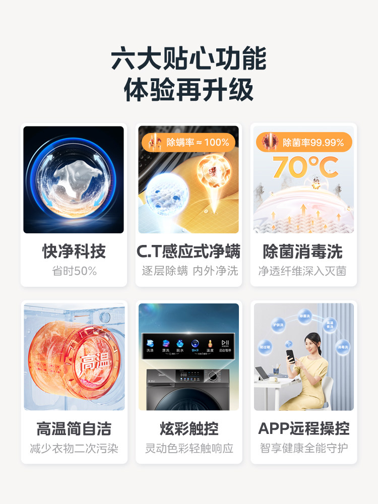 美的10公斤全自动家用滚筒58洗衣机 美的建园洗衣机