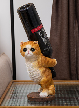 欧式创意红酒架酒柜装饰品摆件餐厅吧台可爱猫酒瓶架乔迁新居礼品