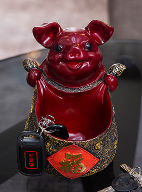 复古猪入户玄关钥匙收纳摆件