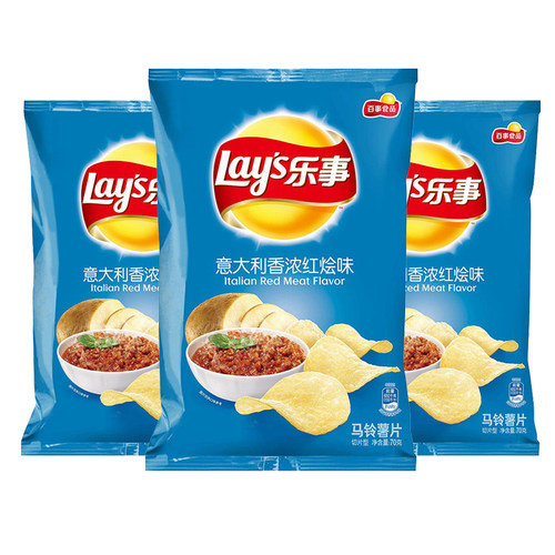 乐事薯片意大利香浓红烩味70g*3包零食大礼包真脆薯条办公室零嘴 - 图0