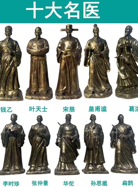 玻璃钢仿铜华佗张仲景孙思邈宋慈李时珍葛洪铸铜十大中医人物雕塑