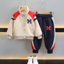 Boy Spring Autumn Suit Casual Sports 2024 New Children Clothes Handsome Cardio-boomer Baby Spring Dress Trendy