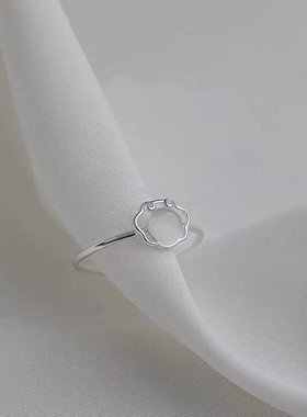 招财转运平安如意锁戒指镶嵌猫眼石开口ins风小众戒指女S925纯银