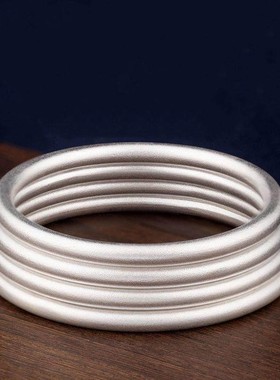 古法传承银手镯女复实心素圈古磨砂简约小众平安镯子礼物S999纯银