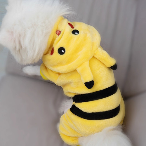狗狗衣服皮卡丘变身装秋冬款比熊泰迪雪纳瑞小型犬四脚衣猫咪衣服 - 图0