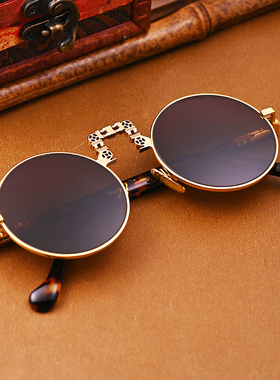 天然石头镜圆形复古防紫外线