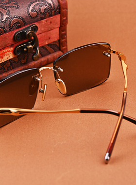 东海天然水晶石头镜切边茶色清凉