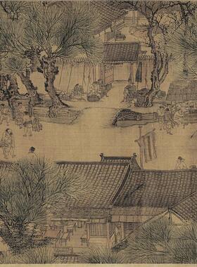 宋张择端清明Q上河图人物画微喷