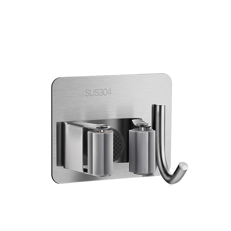 不锈钢厕所拖把挂钩免打孔免钉强力卡扣拖把夹壁挂神器固定架扫把 - 图3