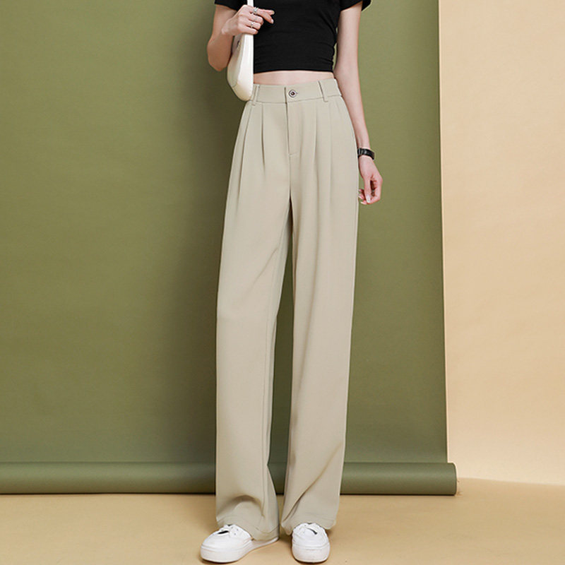夏高腰垂感2022新款雪纺直筒西装裤 苡苜休闲裤