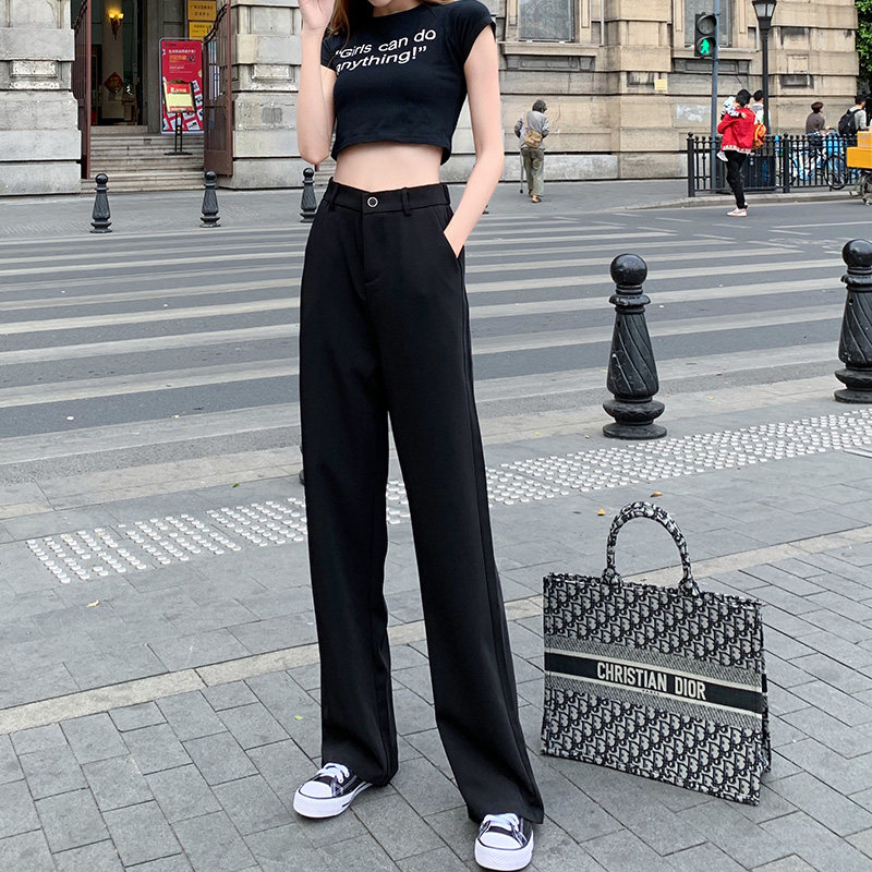 冰丝高腰垂感2020新款宽松阔腿裤 苡苜休闲裤