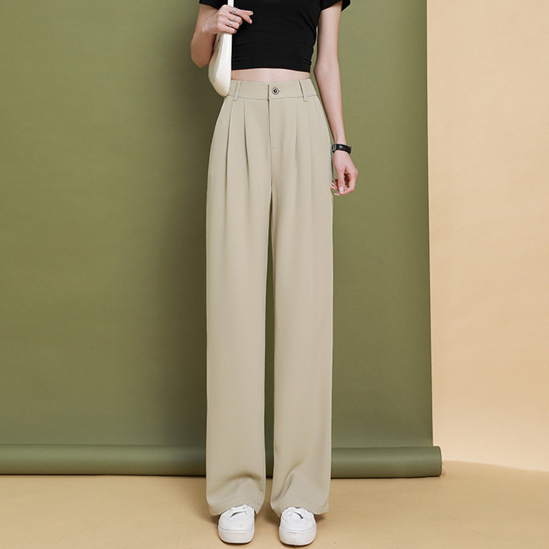 夏高腰垂感2022新款雪纺直筒西装裤 苡苜休闲裤