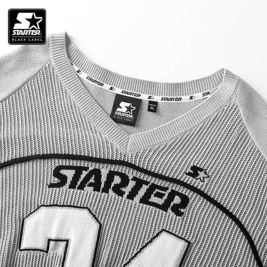 STARTER jersey new 100% cotton V-neck Jersey style loose sports and casual pure cotton short-sleeved wool top