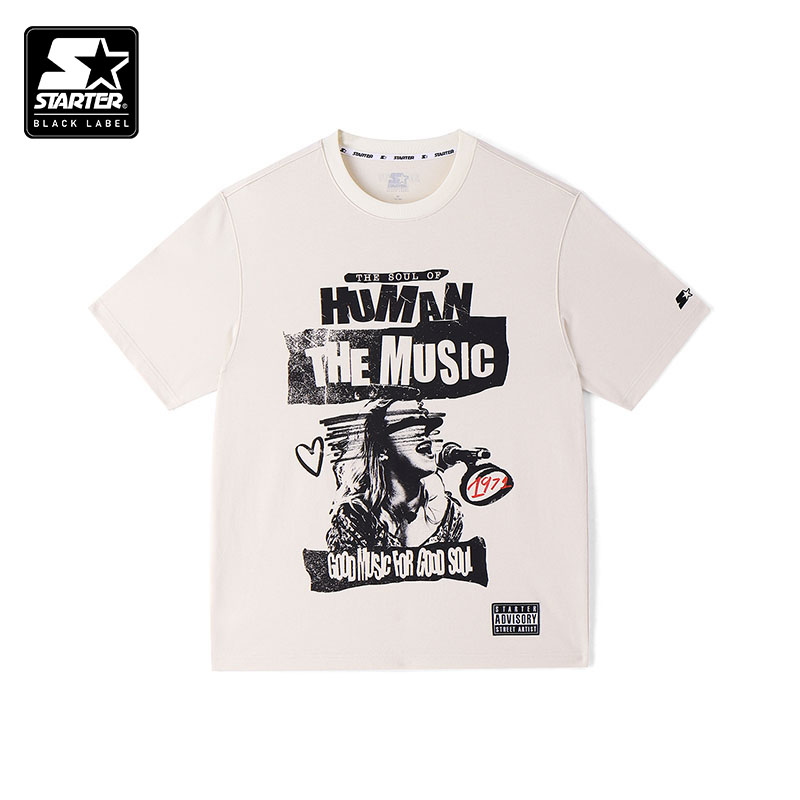 STARTER | 印花T恤男女同款2024夏季新品美式复古短袖潮流T恤 - 图0